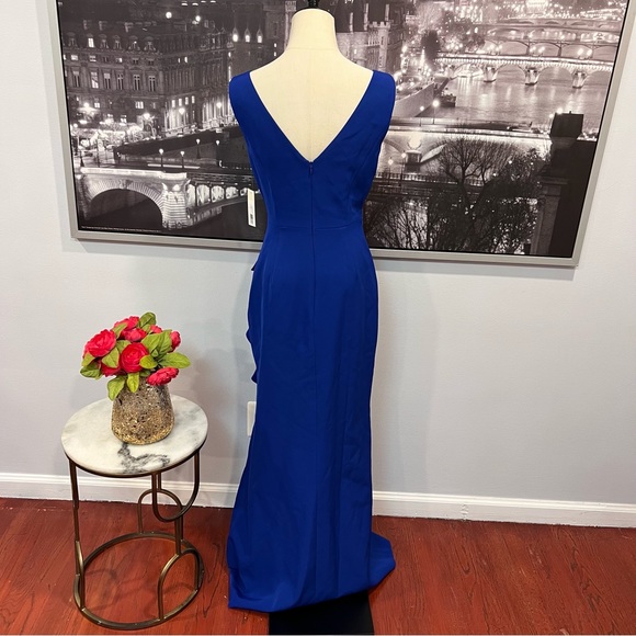 Eliza J Sleeveless Cascading Ruffle Front Gown - Blue - New With Tag - Reemoly - Picture 12 of 16